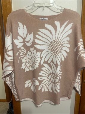 Vila Milano  Tan & White Floral Sweater